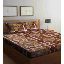 klotthe Pink Floral 300 Tc Cotton Blend King Sized Bed Sheets With 2 Pillow Covers-picture-25