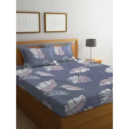 Klotthe Printed Grey 300 TC Cotton Blend King Bed Sheet with 2 Pillow Covers-picture-26
