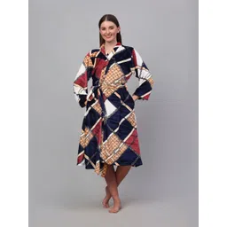 KLOTTHE Printed Woolen Bath Robe With Belt-image-48
