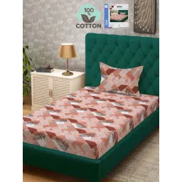 Klotthe Rust 400 TC Cotton Single Book Fold Bedsheet with Pillow Cover-picture-20