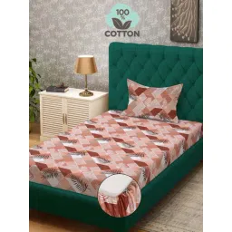 Klotthe Rust 400 TC Cotton Single Elastic Bedsheet with Pillow Cover-picture-31