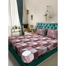 Klotthe Rust Cotton Printed 400 TC King Fitted Bedsheet with 2 Pillow Covers-picture-18