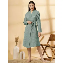 KLOTTHE Self Design Pure Cotton Bath Robe With Belt-picture-31