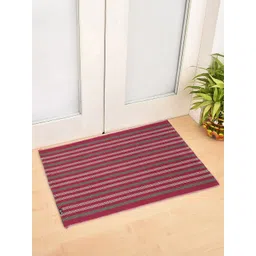 KLOTTHE Set of 2 Maroon & Green Striped Anti-Skid Doormats-picture-26