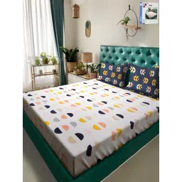 Klotthe White 300 TC Polycotton Double Book Fold Bedsheet with 2 Pillow Covers-picture-16