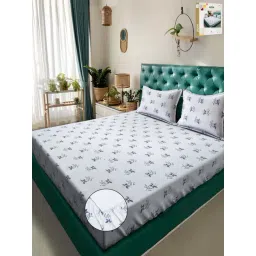 Klotthe White 300 TC Polycotton Double Elastic Book Fold Bedsheet with 2 Pillow Covers-picture-32