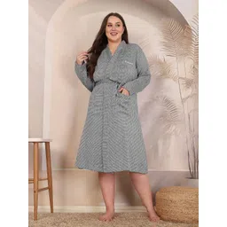 KLOTTHE Women Long Sleeves Plus Size Water Absorbent Pure Cotton Bath Robe With Waist Belt-picture-16
