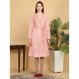 KLOTTHE Women Orange Woolen Bath Robe With Belt-image-10