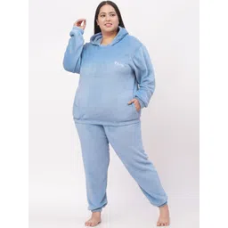 KLOTTHE Women Plus Size Hooded Woollen Night Suit image 1