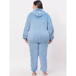 KLOTTHE Women Plus Size Hooded Woollen Night Suit image 2