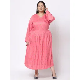 KLOTTHE Women Plus Size Orange Floral Maxi Dress-picture-26