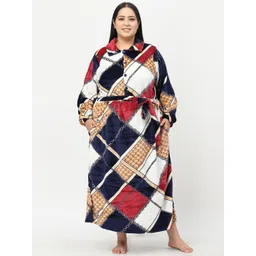 KLOTTHE Women Plus Size Printed Woolen Bath Robe With Belt-picture-18