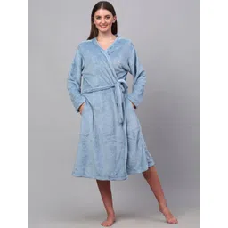KLOTTHE Women Woollen Bath Robe With Belt-picture-26