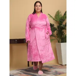 KLOTTHE Women Woollen Plus SIze Bath Robe With Belt-picture-33
