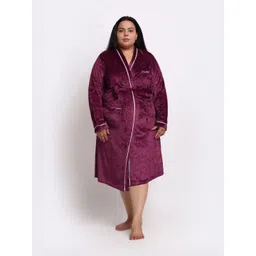 KLOTTHE Woollen Plus Size Bath Robe With Belt-picture-30
