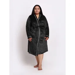 KLOTTHE Woollen Plus Size Bath Robe With Belt-picture-34