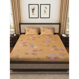 Klotthe Yellow 400 TC Cotton Double Bedsheet with 2 Pillow Covers image 2