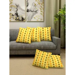 Klotthe Yellow & Brown Cotton Cushion Covers - Set of 5-image-42