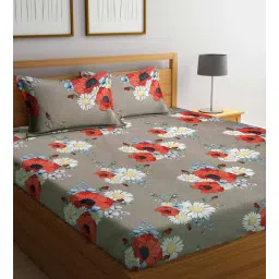Multicolor Floral 210 TC Cotton Blend King Sized Bed Sheets with 2 Pillow Covers by Klotthe-picture-29
