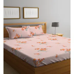 Multicolor Floral 300 TC Poly Cotton Double Bedsheet with 2 Pillow Covers-image-10