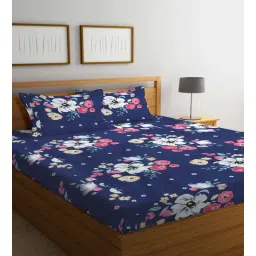 Multicolor Floral 300 TC Poly Cotton Double Bedsheet with 2 Pillow Covers by Klotthe-image-46