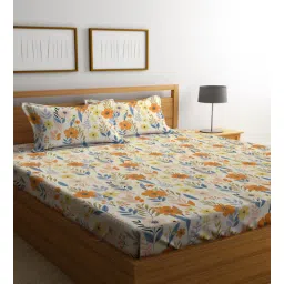 Multicolor Floral 300 TC Poly Cotton Double Bedsheet with 2 Pillow Covers by Klotthe-image-45