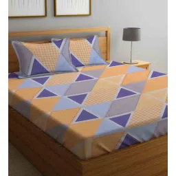 Multicolor Geometric 210 TC Poly Cotton King Sized Bed Sheets with 2 Pillow Covers by Klotthe-picture-30