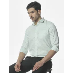 Klub Fox Horizontal Striped Spread Collar Slim Fit Cotton Formal Shirt-picture-23