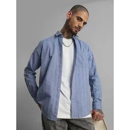 Klub Fox Men Slim Fit Spread Collar Geometric Printed Cotton Casual Shirt-picture-15