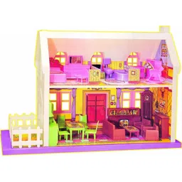 kmc kidoz 34 Pieces Beautiful Doll House with Master Bedroom, Dining Room, Living Room, Bath Room, Infant Room-picture-15