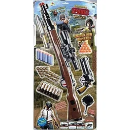 kmc kidoz pubg theme gun toys set with assault rifle, toy knife, water and soft foam bullets and combat cards target shooting role play game for kids (pubg theme gun)-Multi color Guns & Darts-picture-13