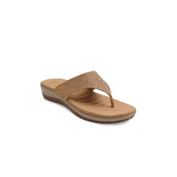 Kneetoes Women Brown Subtle Stone-Work Thong Sandals-picture-26