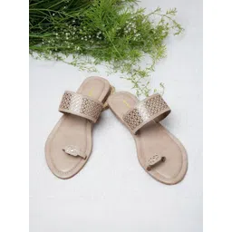 Kneetoes Women Essence Beige Laser-Cut One-Toe Sandals-picture-14