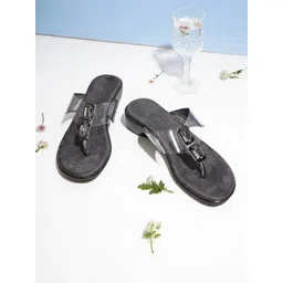 Kneetoes Women Gemglow Transparent Grey Thong Sandals-picture-33