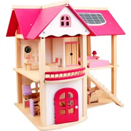knick knack Pink Wooden Dollhouse and Furniture Playset (New Model)-picture-33