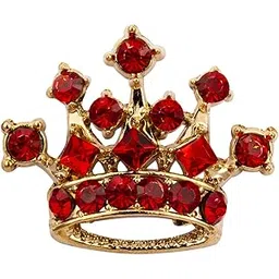 knighthood Golden Crown with Red Stone Detailing Lapel Pin Brooch Shirt Stud for Men-picture-38