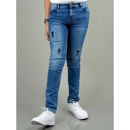 Knit N Knot Boys Blue Low Distress Heavy Fade Stretchable Jeans-picture-31