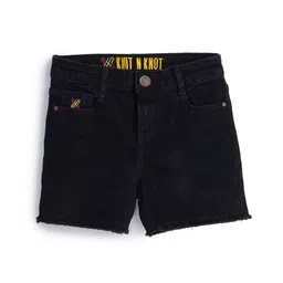 Knit N Knot Denim Solid Shorts - Black-picture-11