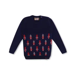 KNITCO Full Sleeves Rocket Designed Sweater - Navy Blue-picture-32