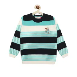 KNITCO Full Sleeves Striped & Dog Patch Detailed Sweater - Black-picture-18