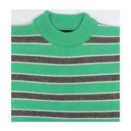 KNITCO Full Sleeves Striped Loose Fit Sweater - Green & Grey image 5
