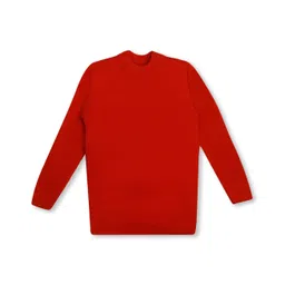 KNITCO Unisex Full Sleeves Solid Pullover Sweater - Red-picture-12