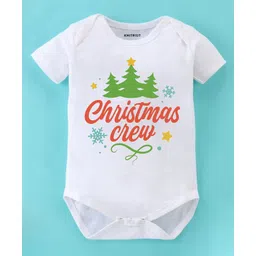KNITROOT Christmas Theme Half Sleeves Christmas Crew Text Printed Onesie - White-picture-17