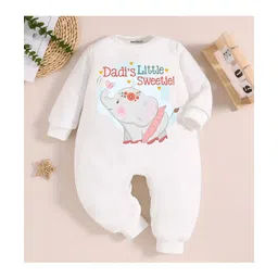 KNITROOT Cotton Full Sleeves Animal & Text Printed Romper - White-picture-14