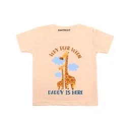 KNITROOT Daddy Is Here Print Half Sleeves Tee - Peach-picture-14