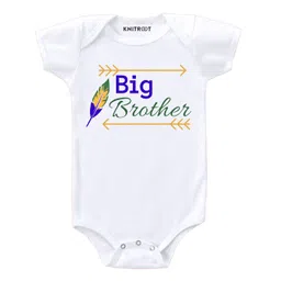 KNITROOT Half Sleeves Big Brother Print Onesie - White-picture-34
