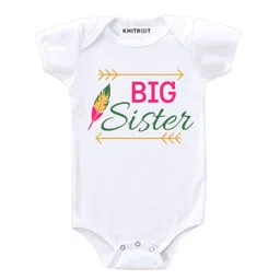 KNITROOT Half Sleeves Big Sister Print Onesie - White-picture-27