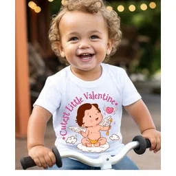 KNITROOT Half Sleeves Cutest Little Valentine Printed Tee - White-picture-15