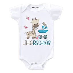 KNITROOT Half Sleeves Little Brother Print Onesie - White-picture-20