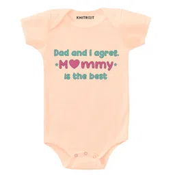 KNITROOT Half Sleeves Mommy Is The Best Print Onesie - Peach-picture-32